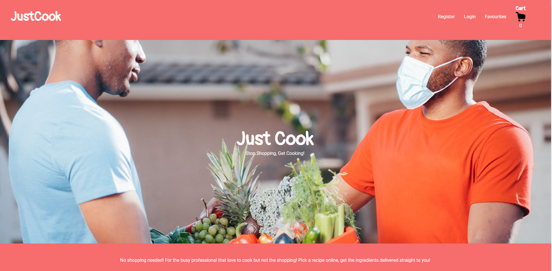 Image of JustCooks Landing Page